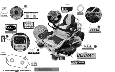 Label Map Diagram and Parts List for ZT1-46KH (17RREACN010)(2021) Cub Cadet Lawn Tractor
